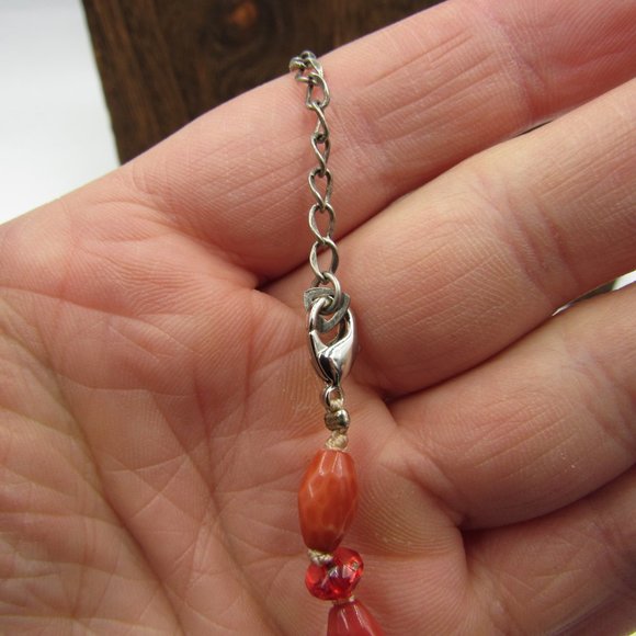 17" Faux Stone Floral Pendant Necklace Vintage - Picture 3 of 5